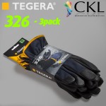 3pack-TEGERA®TEGERA326 by Ejendals: Synthetic leather glove, Reinforced Fingertips, Cat. II, Grip Glove
