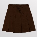 Girl's Knife Pleat Ribbon Skirt - Primary-brown