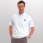 Men’s Fine-Knit V-Neck Sleeveless Tank-Top with logo (100% High Bulk Acrylic)