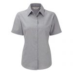 Ladies Easy-Care Oxford Blouse Short Sleeve - JSHL933-silver