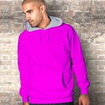 Mens 50/50 PC Contrast Hooded Raglan Sweats - TSA07-hot-pink