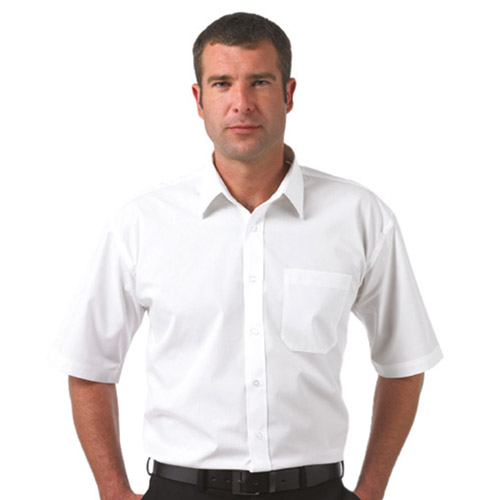 125g Pure Cotton Easy Care Poplin Shirt Short Sleeve - JSHA937-white