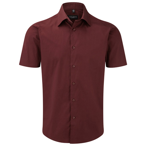 140g Easy-Care Cotton-Stretch Fitted Short Sleeve Shirt-JSHA947-Port