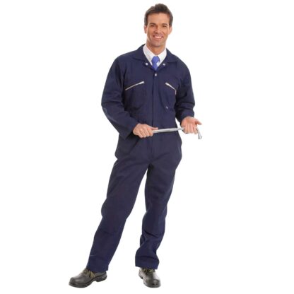 280gsm Heavyweight Zip Front Coverall with Knee-Pad Pockets - WBSA01-navy