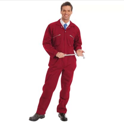 280gsm Heavyweight Zip Front Coverall with Knee-Pad Pockets - WBSA01-red