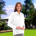 300g 100% Acrylic Ladies V-Neck Knitted Bowling Cardigan - PCAL01-white