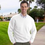 Bowling V-neck Set-In Sweatshirt-TSA02-BWL-WHITE