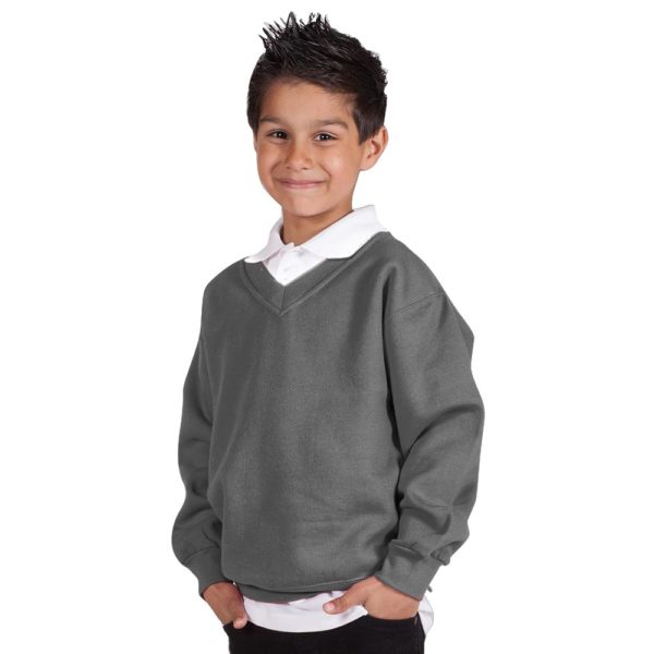 Kids Premium V-Neck Set-In Sweatshirt TSK02-heather-grey