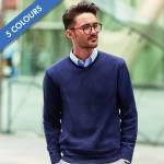 275g 50/50 Cotton-Acrylic V-Neck Knitted Pullover - JJUA710