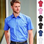 125gﾠ Mens Pure Cotton Easy Care Poplin Shirt Short Sleeve - JSHA937
