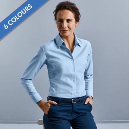 135g 70/30 CP Ladies Easy-Care Oxford Blouse Long Sleeve - JSHL932