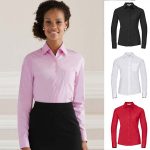 Ladies Pure Cotton Easy Care Poplin Shirt Long Sleeve-JSHL936