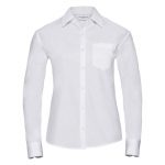 125g Ladies Pure Cotton Easy Care Poplin Shirt Long Sleeve - JSHL936-white