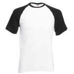 165gsm 100% Cotton Baseball T-Shirt Short Sleeve - STSBA-white-black