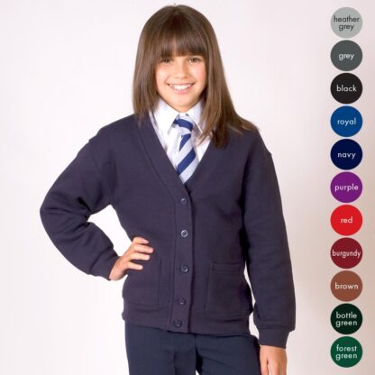 Girls Premium-Weight Sweat Cardigan TCK01-navy
