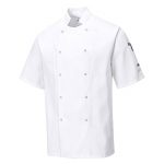 190g 65/35 PC 'Cumbria' Chefs Jacket with Press Studs - Short Sleeve - WCJA733-white
