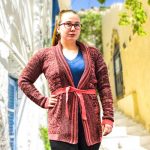 100% Acrylic Cardigan Wrap Over Roll Collar Long Sleeve with Belt - VCAA87