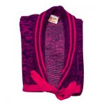 100% Acrylic Cardigan Wrap Over Roll Collar Long Sleeve with Belt - VCAA87-fuchsia