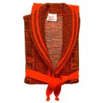 100% Acrylic Cardigan Wrap Over Roll Collar Long Sleeve with Belt - VCAA87-orange