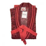 100% Acrylic Cardigan Wrap Over Roll Collar Long Sleeve with Belt - VCAA87-pink