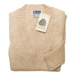 100% Shetland Wool Jumper Ladies V-Neck Long Sleeve Fully Fashion Pure New Wool VJUA08-cream