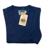 100% Shetland Wool Jumper Ladies V-Neck Long Sleeve Fully Fashion Pure New Wool VJUA08-denim-blue