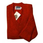 100% Shetland Wool Jumper Ladies V-Neck Long Sleeve Fully Fashion Pure New Wool VJUA08-rust