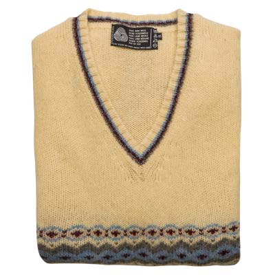 'Tops Of Scotland' Shetland Wool Jumper VJUA13-brown-blue