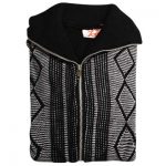 'Tops Of Scotland' Jumper with Front Zip Collar 2-tone - VJUA15-black