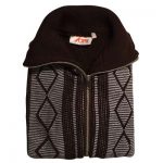 'Tops Of Scotland' Jumper with Front Zip Collar 2-tone - VJUA15-brown