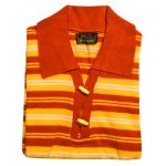 100% Acrylic Jumper Short Sleeve 2 Toggle Collar Strip VJUA89-orange-peach