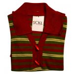 100% Acrylic Jumper Short Sleeve 2 Toggle Collar Strip VJUA89-raspberry-green