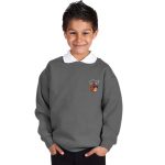 300g 70/30 CP Kids Premium Hi-Spec Set-In Bell Baxter Crew Sweatshirt - TSK01-sweat-heather-grey