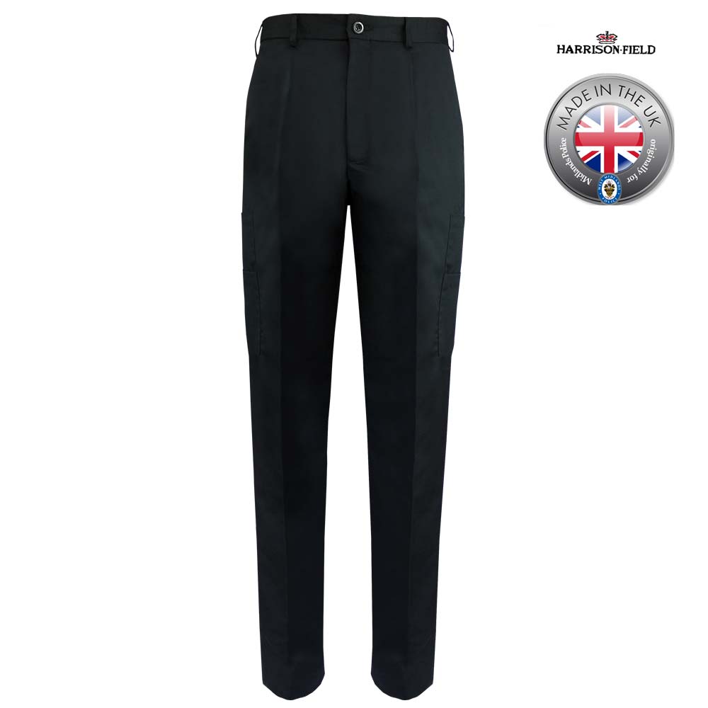 Mens Police Poly-Cotton Trousers Black with thigh pockets - WTRPA50