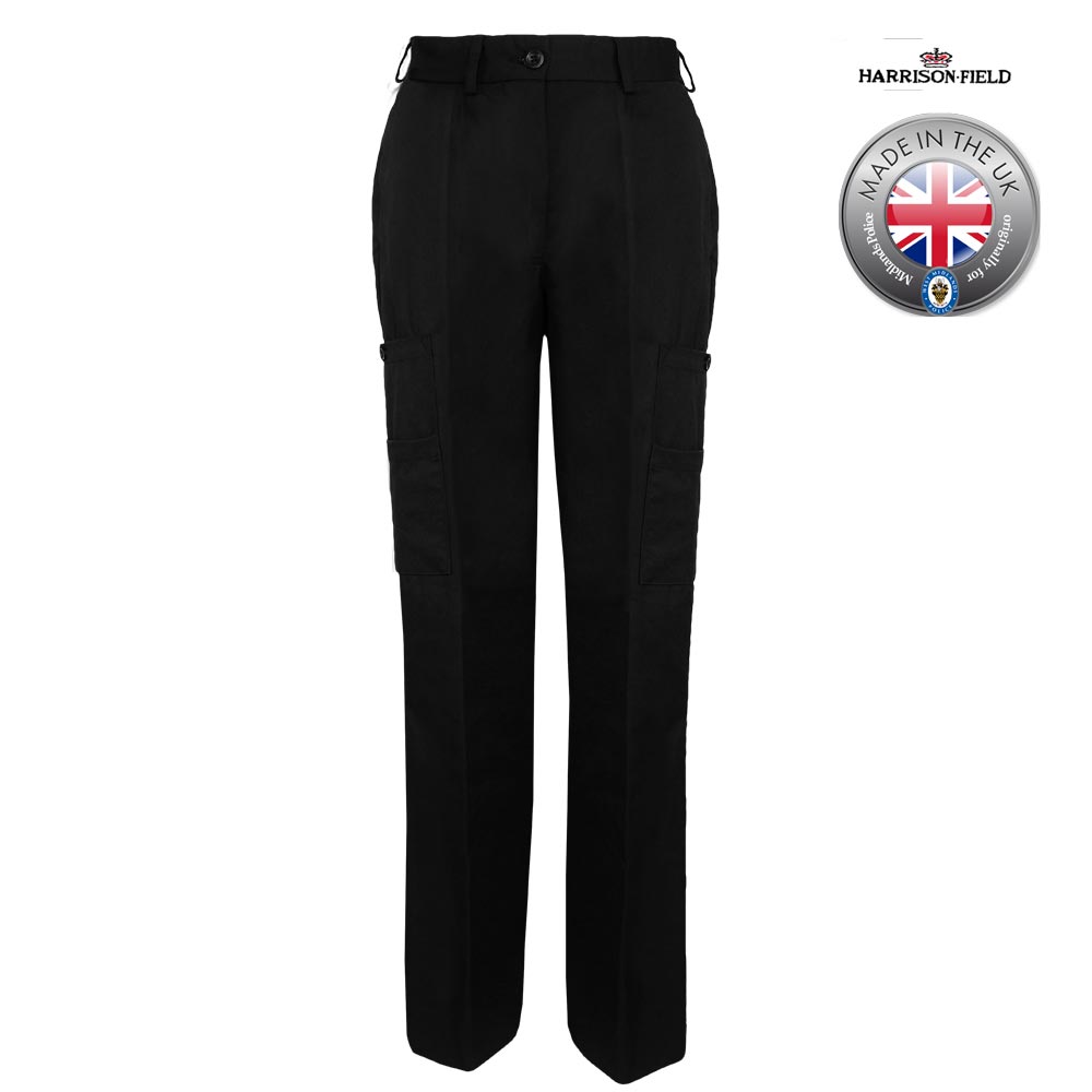 Ladies Police Poly-Cotton Trousers Black with thigh pockets - WTRPA54