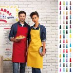 Colours Collection Bib Apron - PR150_RED_MUSTARD2model