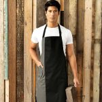 Contrast Bib Apron - PR162_Grey_Black