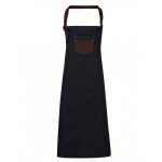 Division Waxed Look Denim Bib Apron - pr136_denim-indigo_brown_ft