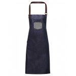 Division Waxed Look Denim Bib Apron - pr136_indigo-denim_ft