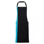 Contrast Bib Apron - pr162-black-turquoise