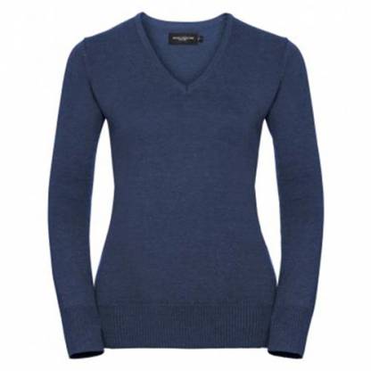 Ladies V-Neck Cotton-Blend Pullover - Image 3