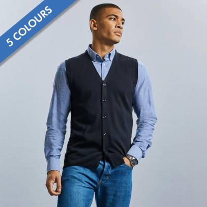 V-Neck Cotton-Blend Sleeveless Knitted Cardigan