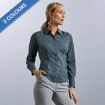 Ladies Easy Care Fitted Poplin Shirt L/S