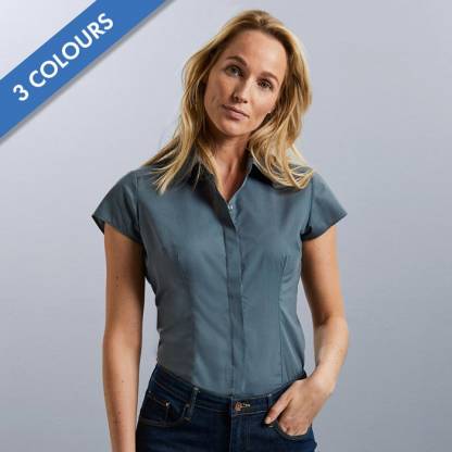 Ladies Easy Care Fitted Poplin Shirt S/S