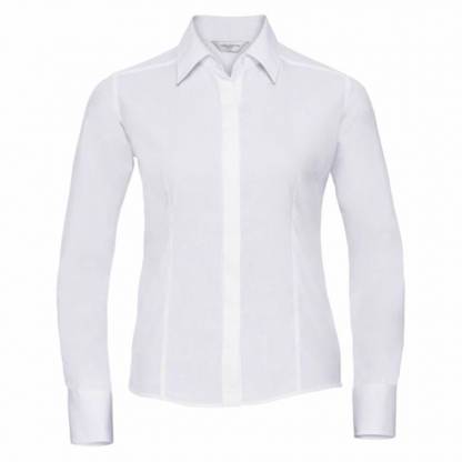 Ladies Easy Care Fitted Poplin Shirt L/S - Image 2