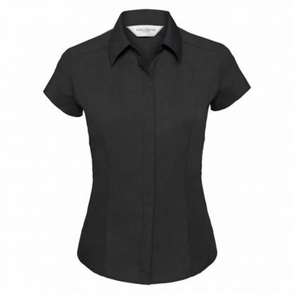 Ladies Easy Care Fitted Poplin Shirt S/S - Image 4