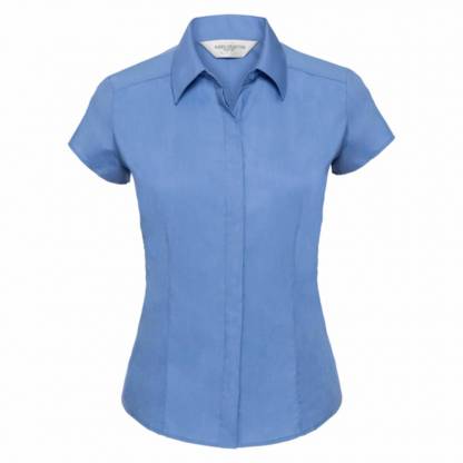 Ladies Easy Care Fitted Poplin Shirt S/S - Image 3