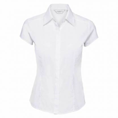 Ladies Easy Care Fitted Poplin Shirt S/S - Image 2